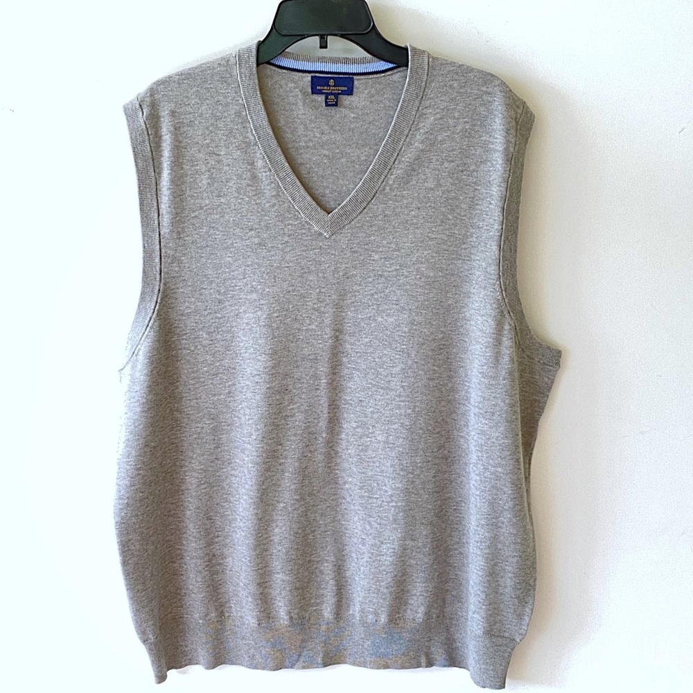 Brooks Brothers Men’s Supima Cotton Sweater Vest Gray XXL V-Neck